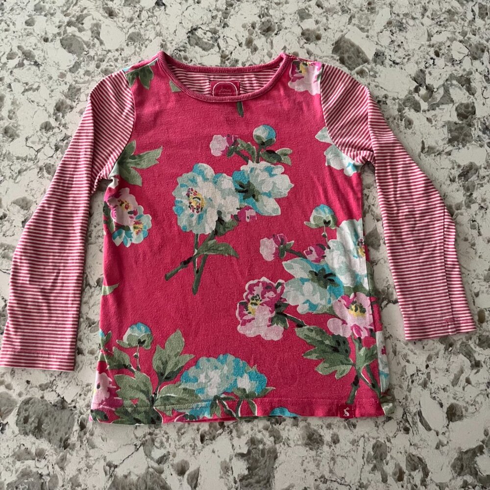Joules floral stripe hotchpotch tee sz 5